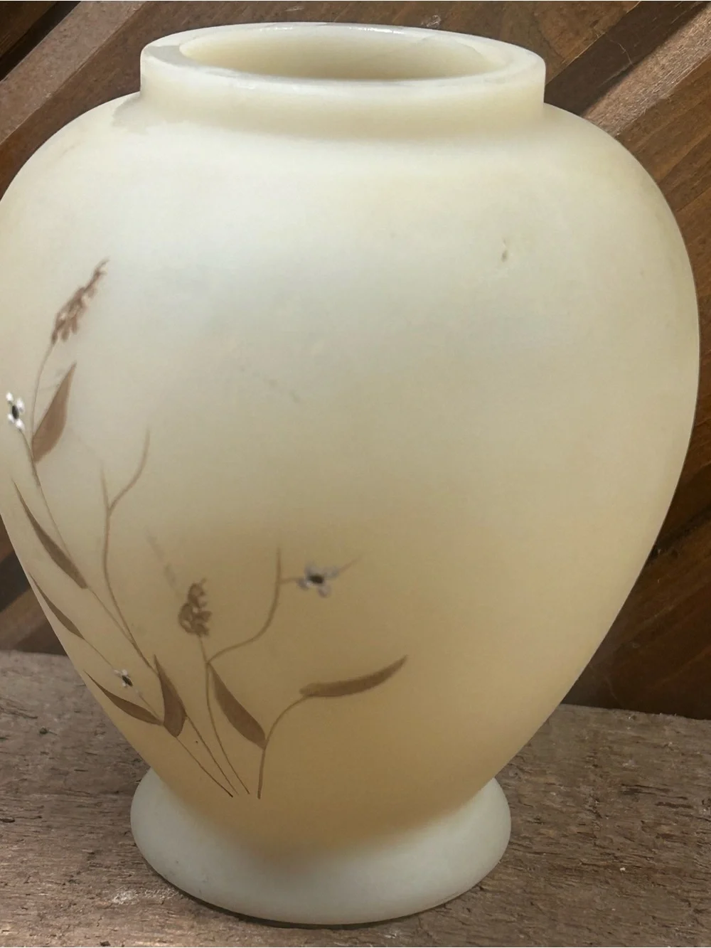Vintage Fenton Hand-Painted “Wildflower” Cameo Satin Glass Vase